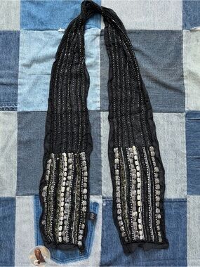 beaded sequined black scarf 2 chic embellished bling dark romantic siren
